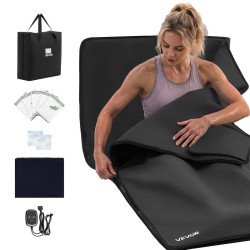 Infracrvena sauna-deka s uloškom od ručnika, 185 × 90 cm, 650 W, od PU kože