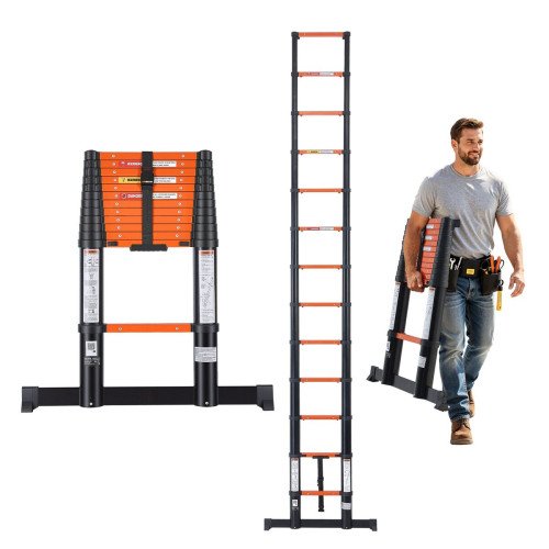 Teleskopske aluminijske ljestve s uvlačenjem na jedan gumb, 13 stuba, do 380 cm, nosivost 150 kg