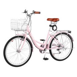 Gradski bicikl (cruiser) za žene, kotači 61 cm, 7 brzina, košara i prtljažnik, nosivost 150 kg