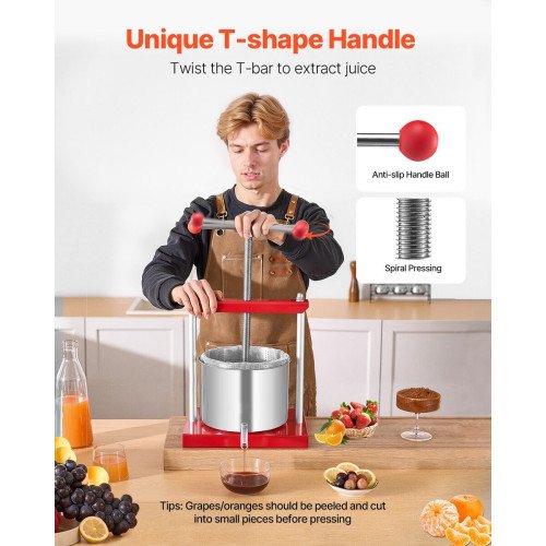 Ručna preša za voće: koju veličinu uzeti za jabuke, grožđe i bobice