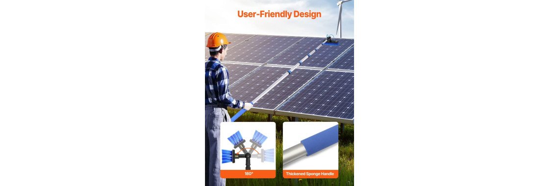Pranje solarnih panela i visokih prozora sa zemlje: teleskopski štap s vodom, četka i koja duljina