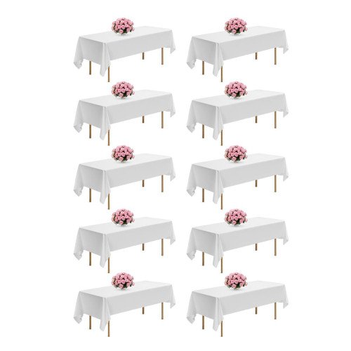 Bijeli poliesterski stolnjaci 152 × 259 cm za pravokutne stolove, set od 10 komada, perivi Bijeli poliesterski stolnjaci 152 × 259 cm za pravokutne stolove, set od 10 komada, perivi
