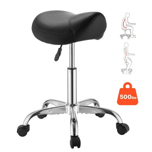 Sedlasta radna stolica na kotačima, visina sjedala 53,5–69,5 cm, nosivost 226,8 kg, PU sjedalo, crna Sedlasta radna stolica na kotačima, visina sjedala 53,5–69,5 cm, nosivost 226,8 kg, PU sjedalo, crna