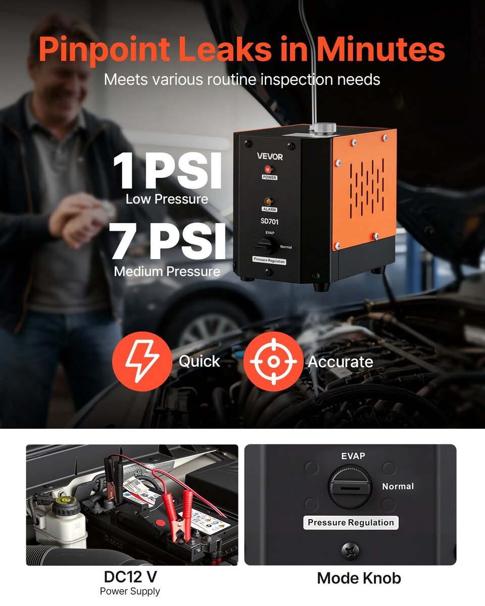 Dimni tester s preklopkom za tlak od 1 i 7 psi s kukom za vješanje na haubu