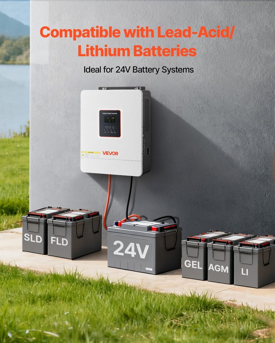 Inverter na vanjskom zidu i više vrsta baterija od 24 V