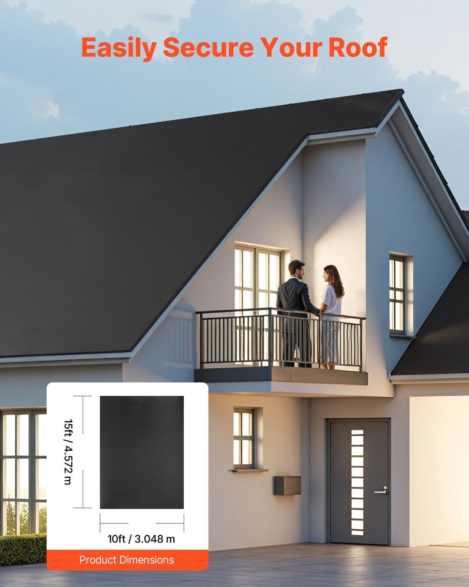 Kuća s krovom od EPDM membrane i shemom dimenzija role