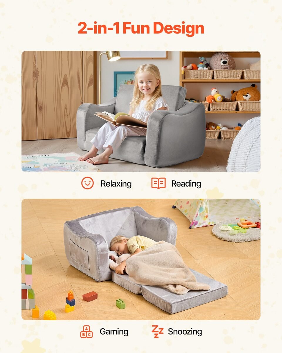 Sklopiva dječja sofa kao fotelja za čitanje i kao ležaljka za odmor