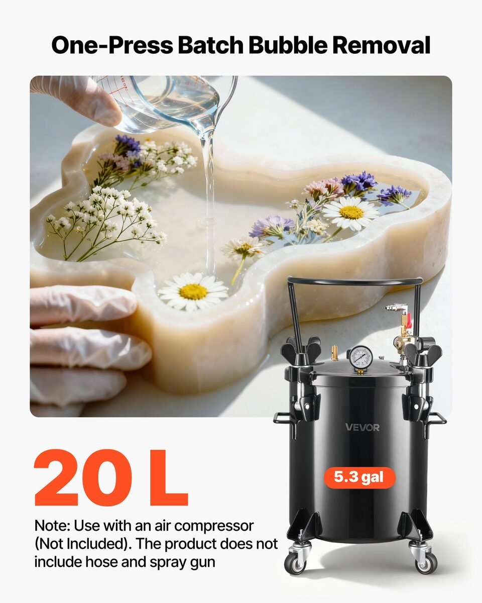 Lijevanje epoksidne smole s cvijećem uz tlačni lonac od 20 litara