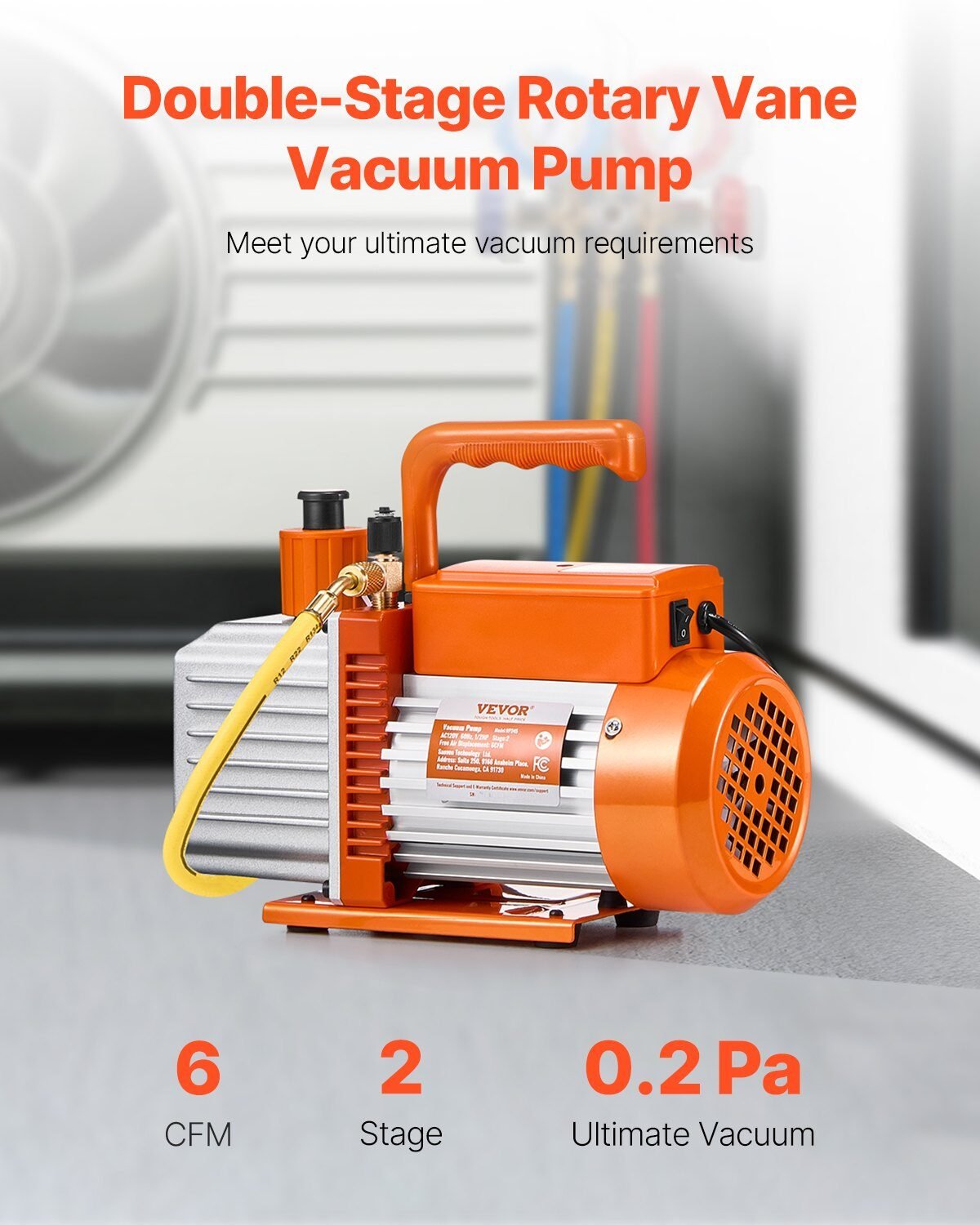 Dvostupanjska rotacijska vakuumska pumpa od 6 CFM s naznakom krajnjeg vakuuma 0,2 Pa