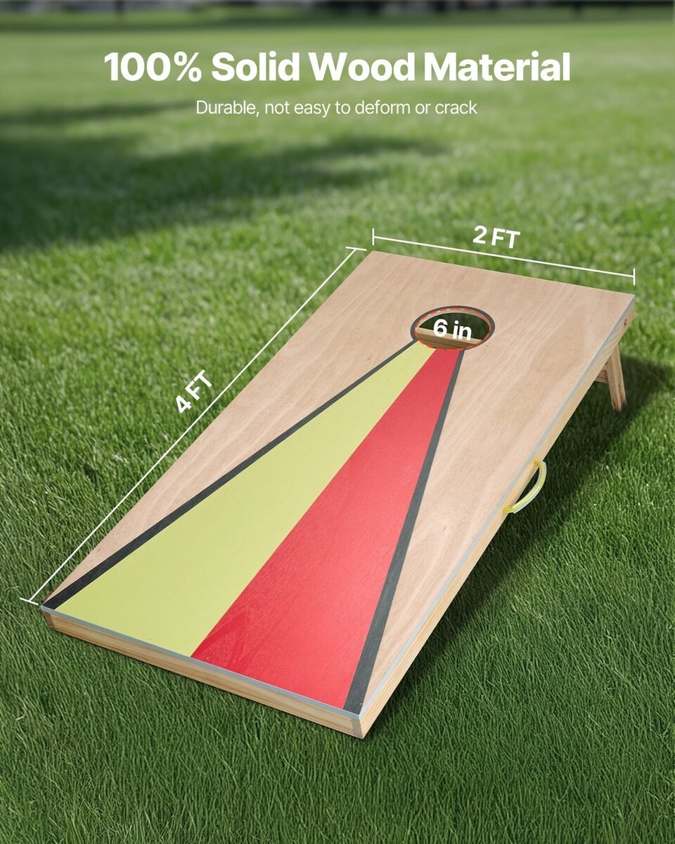 Drvena ploča za cornhole 122 × 61 cm s rupom od 15 cm na travi