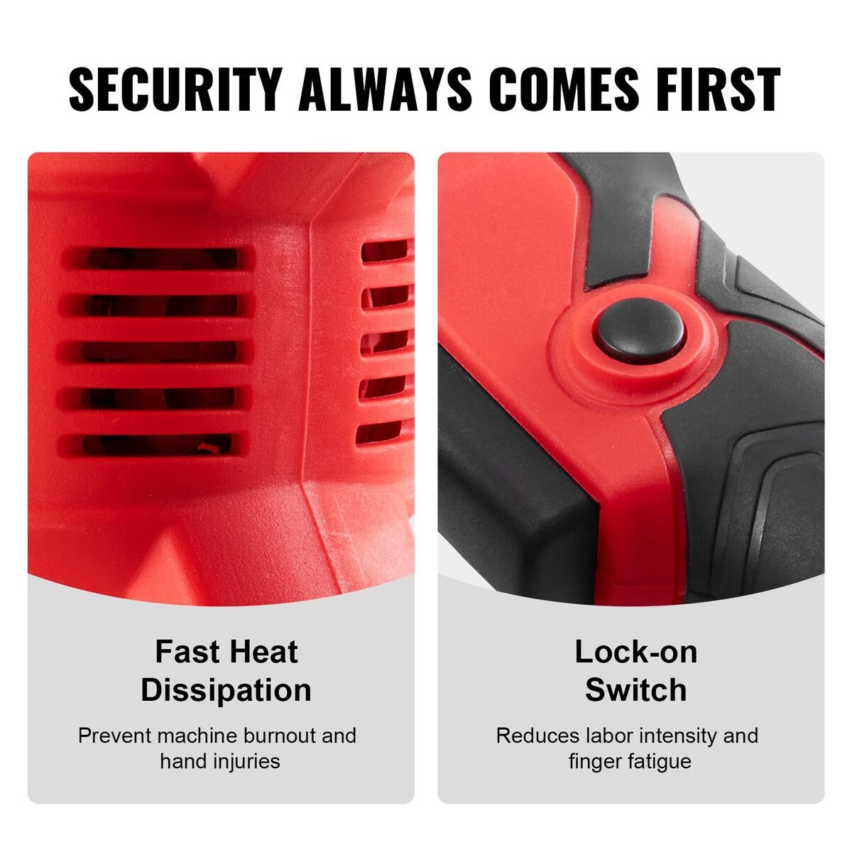 Kućište vibratora s ventilacijskim otvorima i tipkom za blokadu prekidača