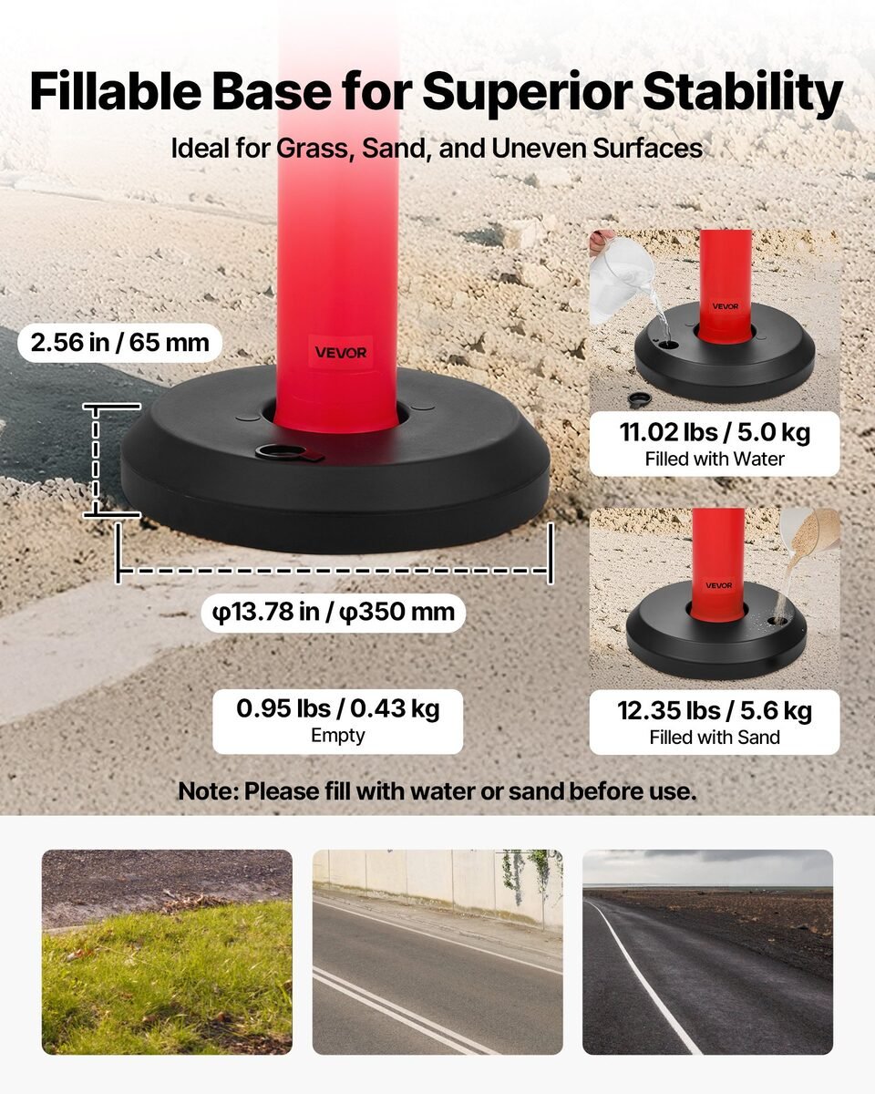 Stupić s okruglom podnicom koja se puni vodom ili pijeskom